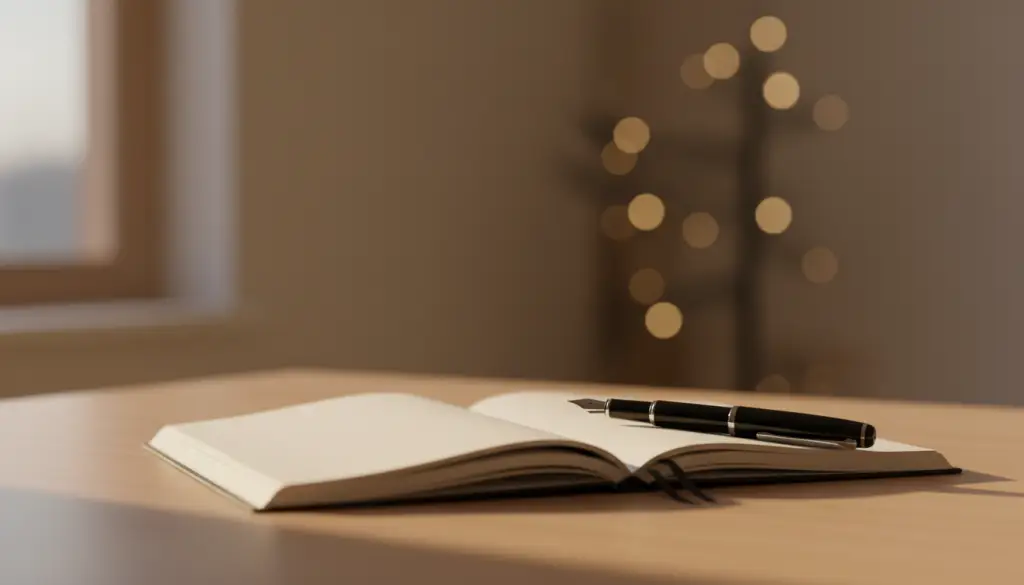 Cuaderno y bolígrafo sobre la mesa