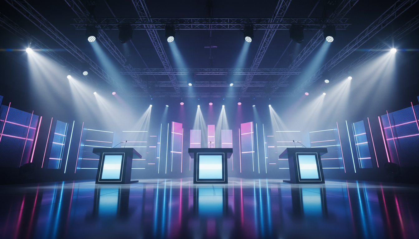 Plató con focos y atriles